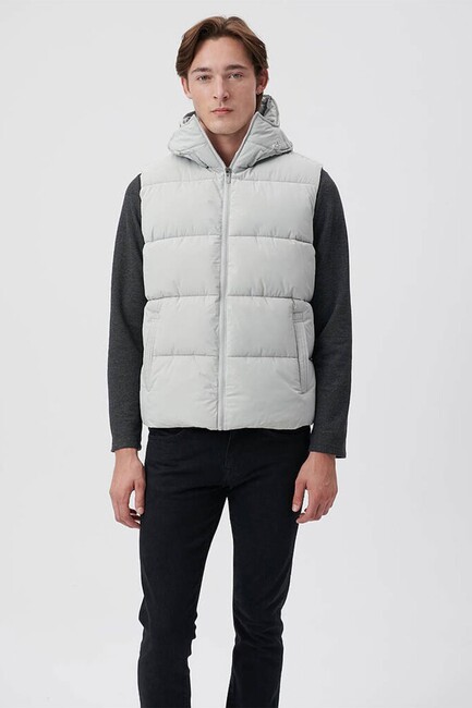 Erkek Kapüşonlu Yelek 0110089-70075 Gri (3)
