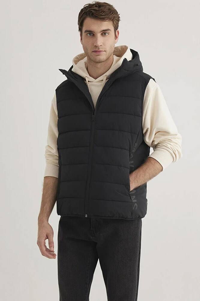 Erkek Kapüşonlu Yelek 0110554-900 Siyah 