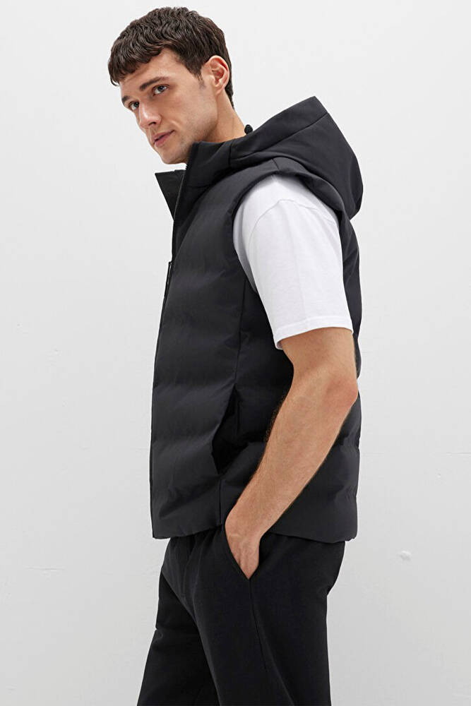 Erkek Kapüşonlu Yelek 0110619-71379 Siyah 