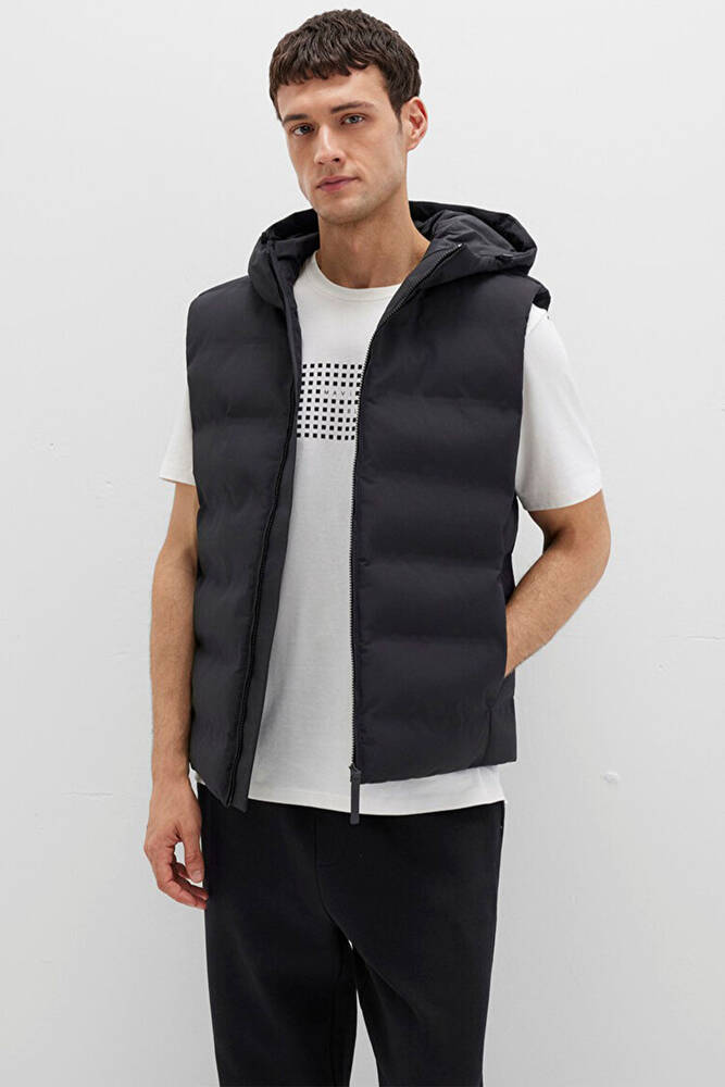 Erkek Kapüşonlu Yelek 0110619-71379 Siyah 