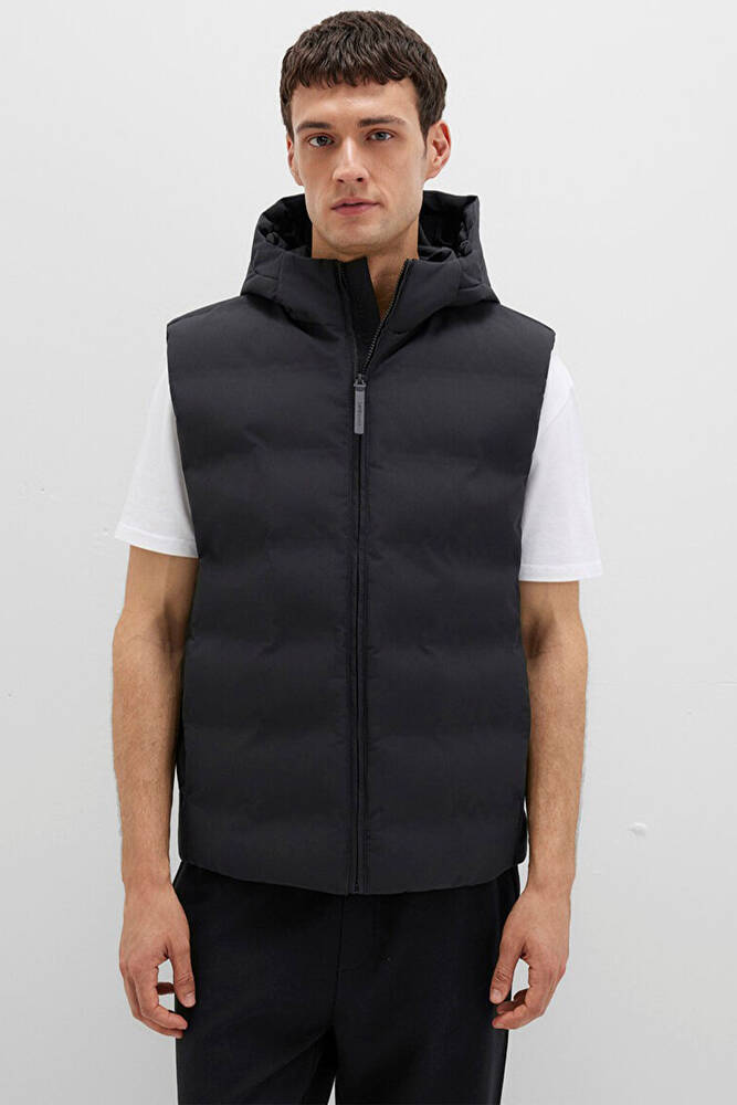 Erkek Kapüşonlu Yelek 0110619-71379 Siyah 