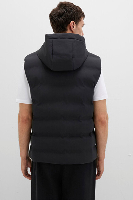 Erkek Kapüşonlu Yelek 0110619-71379 Siyah - Thumbnail