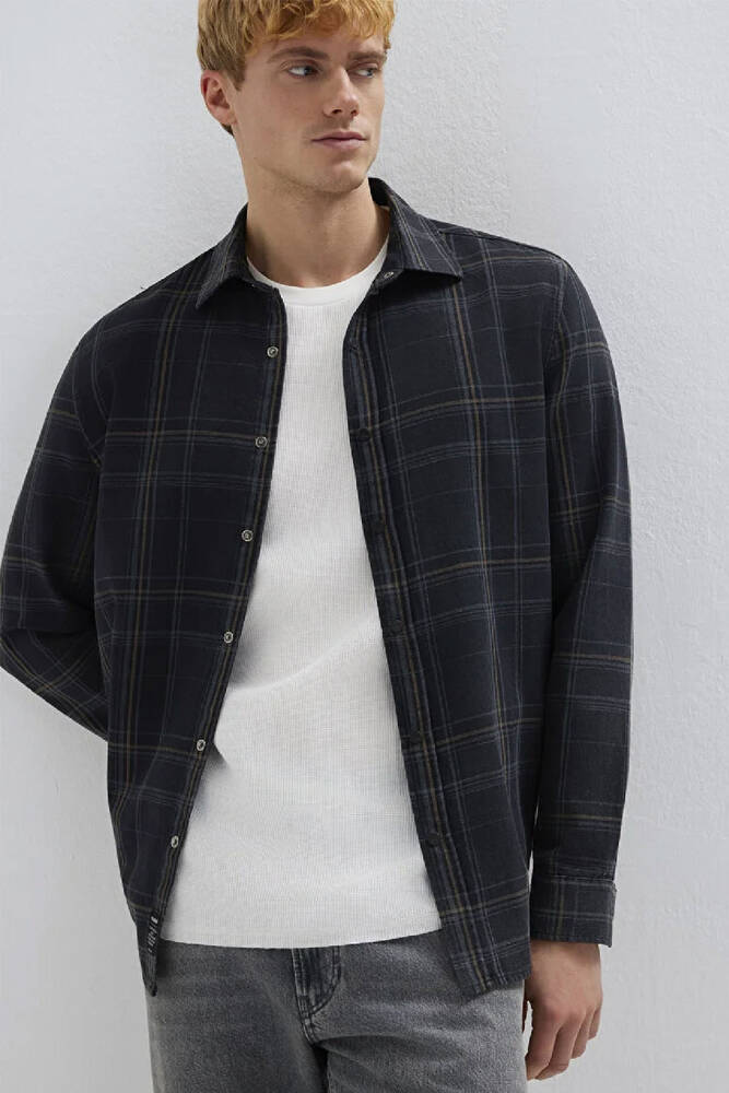 Erkek Kareli Gömlek 0210806-91469 Gri 