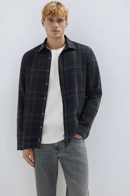 Erkek Kareli Gömlek 0210806-91469 Gri (3)