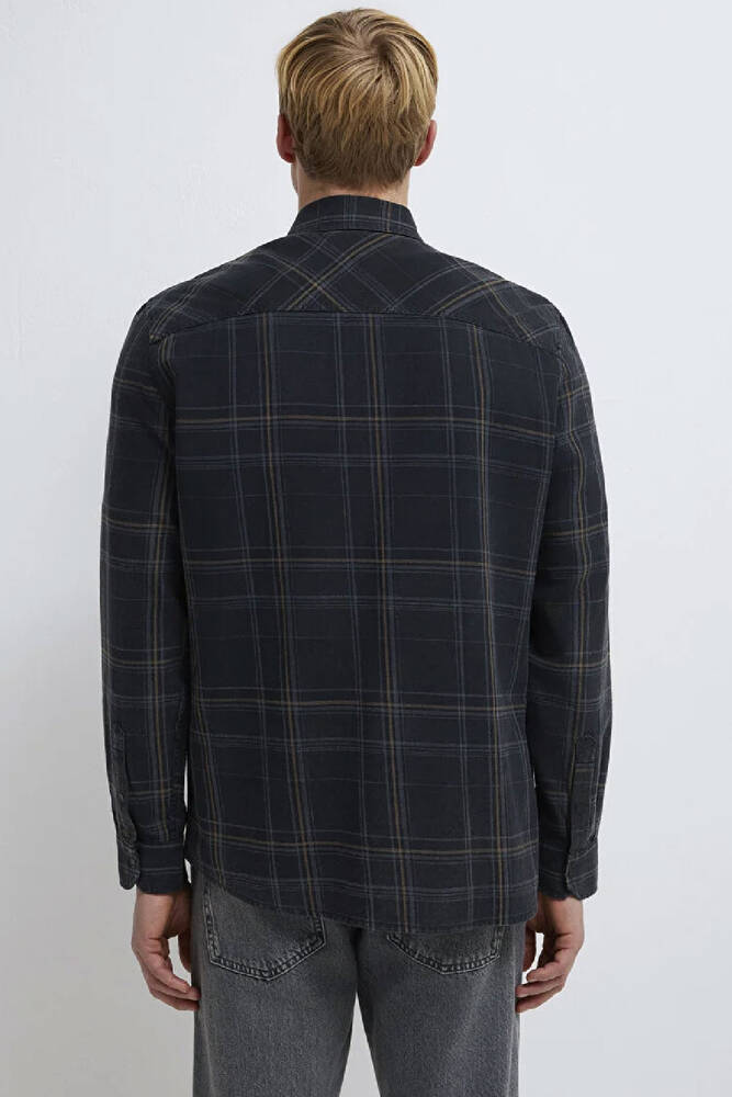 Erkek Kareli Gömlek 0210806-91469 Gri 