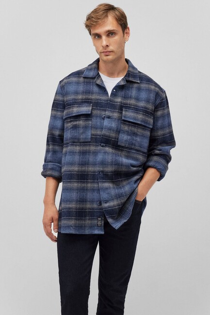 Erkek Kareli Gömlek 0211264-88665 Mavi (1)