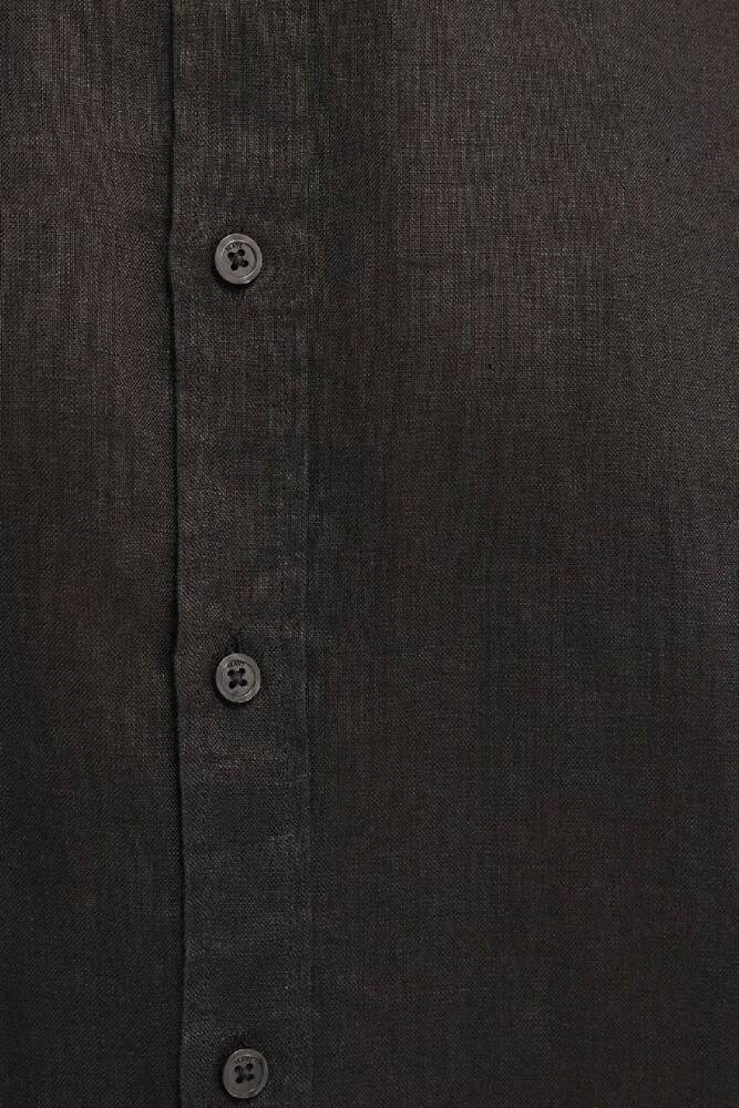 Erkek Keten Karışımlı Gömlek 0211466-70219 Kahve 