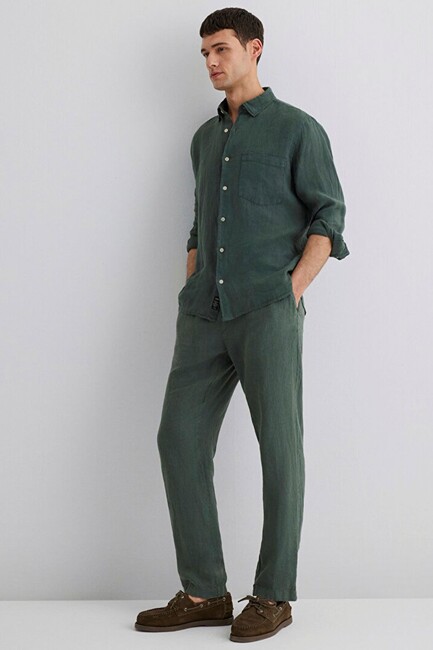 Erkek Keten Pantolon 0010358-71598 Yeşil (2)