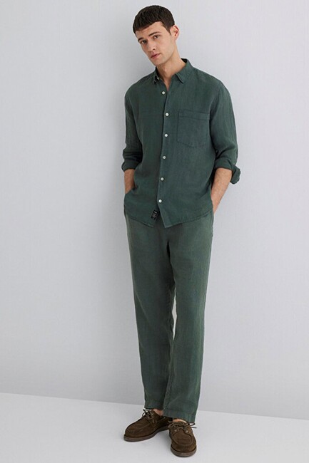 Erkek Keten Pantolon 0010358-71598 Yeşil (3)