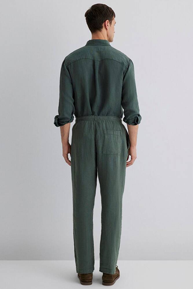 Erkek Keten Pantolon 0010358-71598 Yeşil 