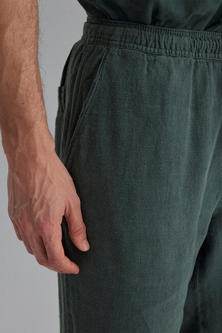 Erkek Keten Pantolon 0010358-71598 Yeşil - Thumbnail