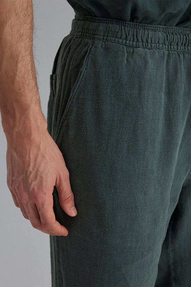 Erkek Keten Pantolon 0010358-71598 Yeşil 