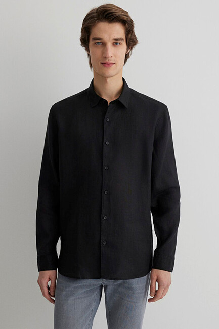Erkek Uzun Kol Gömlek 0210492-900 Siyah (3)