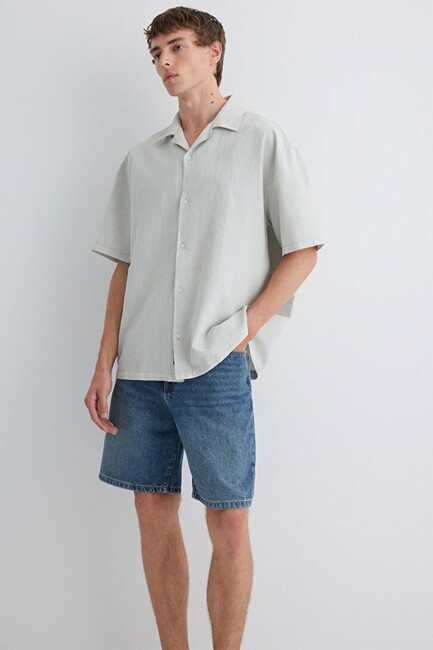 Erkek Kısa Kol Gömlek 0210679-70148 Gri (3)