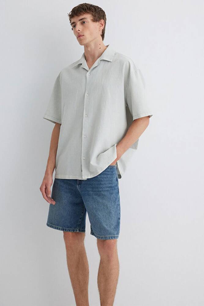 Erkek Kısa Kol Gömlek 0210679-70148 Gri 