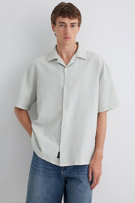 Erkek Kısa Kol Gömlek 0210679-70148 Gri - Thumbnail