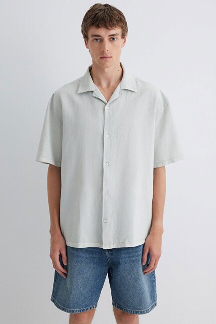 Erkek Kısa Kol Gömlek 0210679-70148 Gri - Thumbnail