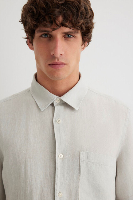 Erkek Kısa Kol Gömlek 0211473-70080 Gri - Thumbnail