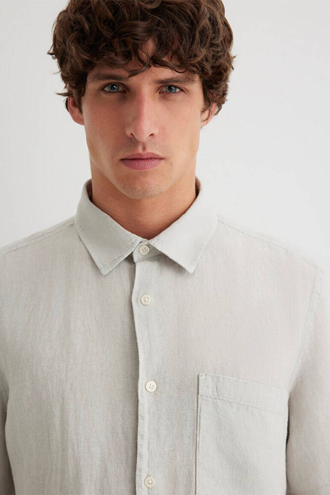 Erkek Kısa Kol Gömlek 0211473-70080 Gri 