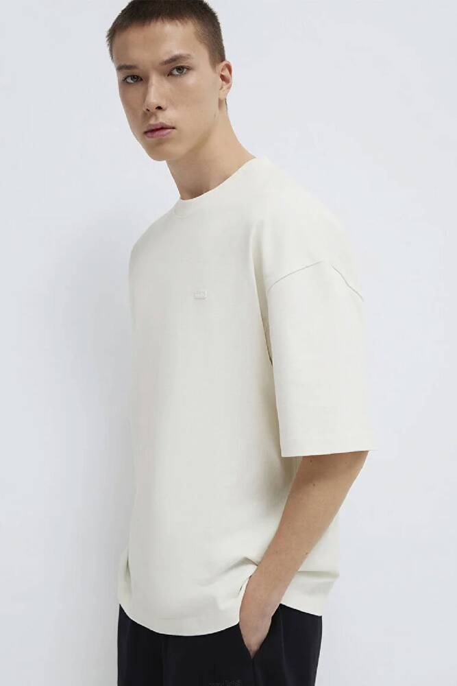 Erkek Kısa Kol Logo Tişört 0613188-71610 Ekru 