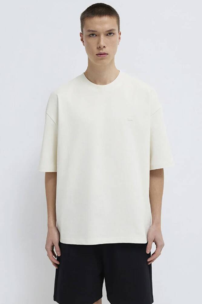 Erkek Kısa Kol Logo Tişört 0613188-71610 Ekru 