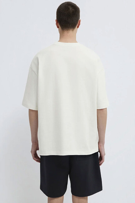 Erkek Kısa Kol Logo Tişört 0613188-71610 Ekru - Thumbnail