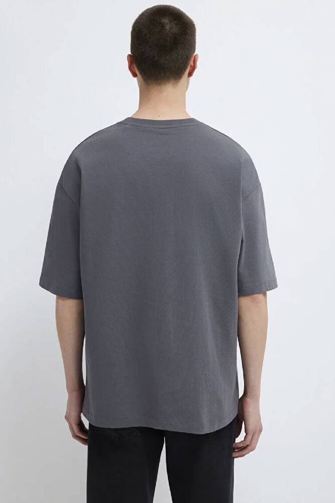Erkek Kısa Kol Logo Tişört 0613188-80955 Gri 