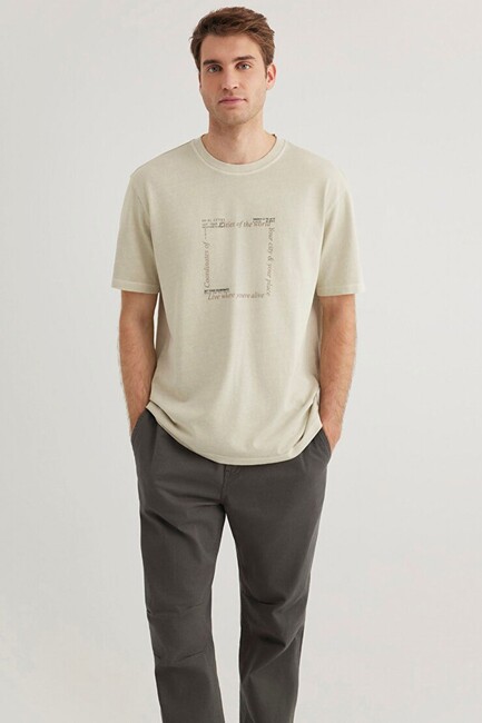 Erkek Kısa Kol Tişört 0612553-70322 Bej (1)