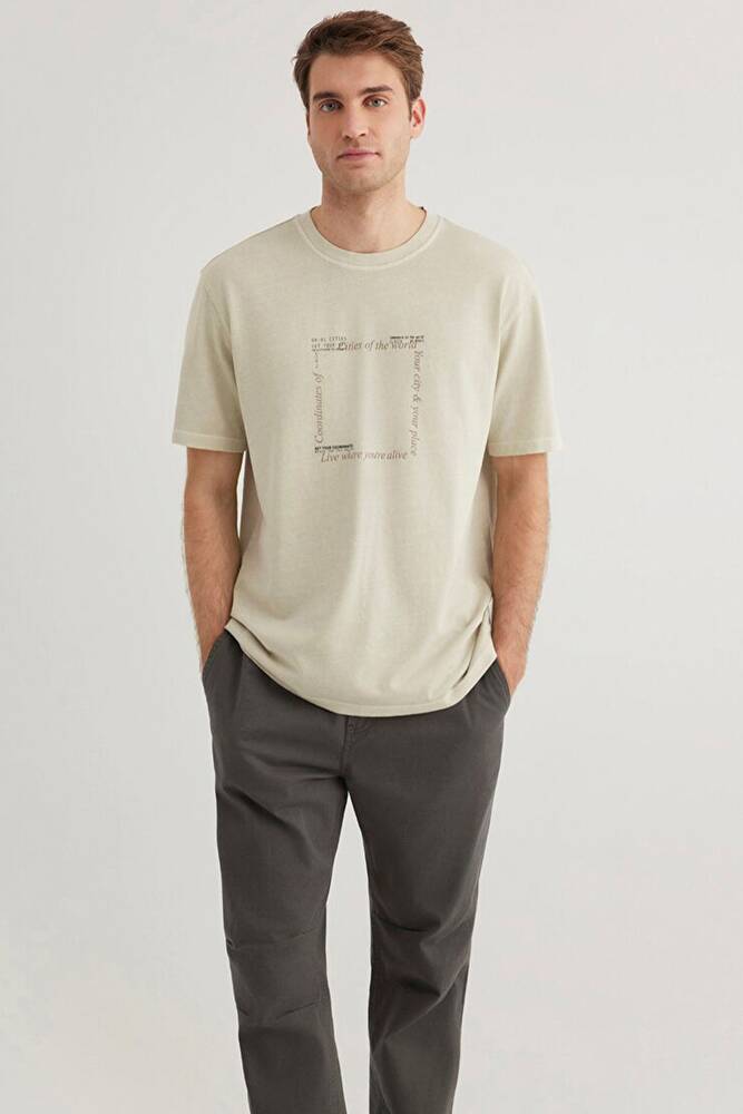 Erkek Kısa Kol Tişört 0612553-70322 Bej 