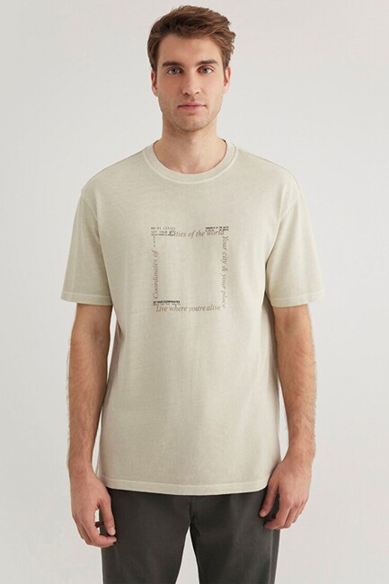 Erkek Kısa Kol Tişört 0612553-70322 Bej (3)