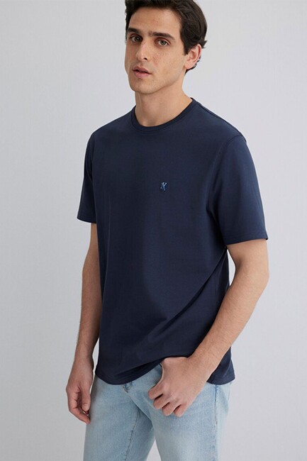 Erkek Kısa Kol Tişört 0612736-82183 Lacivert (1)