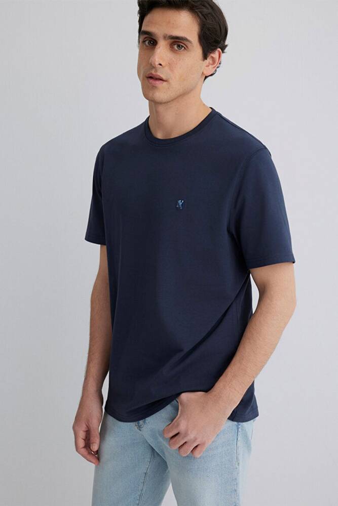 Erkek Kısa Kol Tişört 0612736-82183 Lacivert 