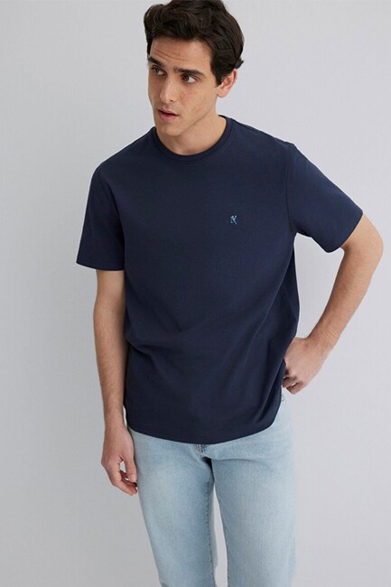 Erkek Kısa Kol Tişört 0612736-82183 Lacivert (2)