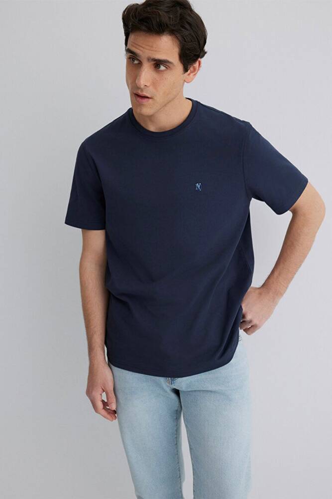 Erkek Kısa Kol Tişört 0612736-82183 Lacivert 