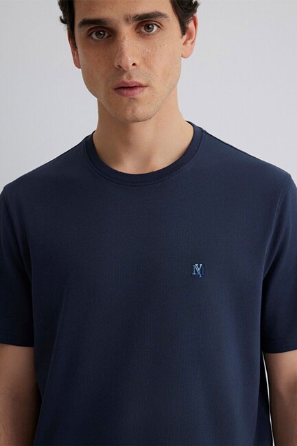 Erkek Kısa Kol Tişört 0612736-82183 Lacivert - Thumbnail