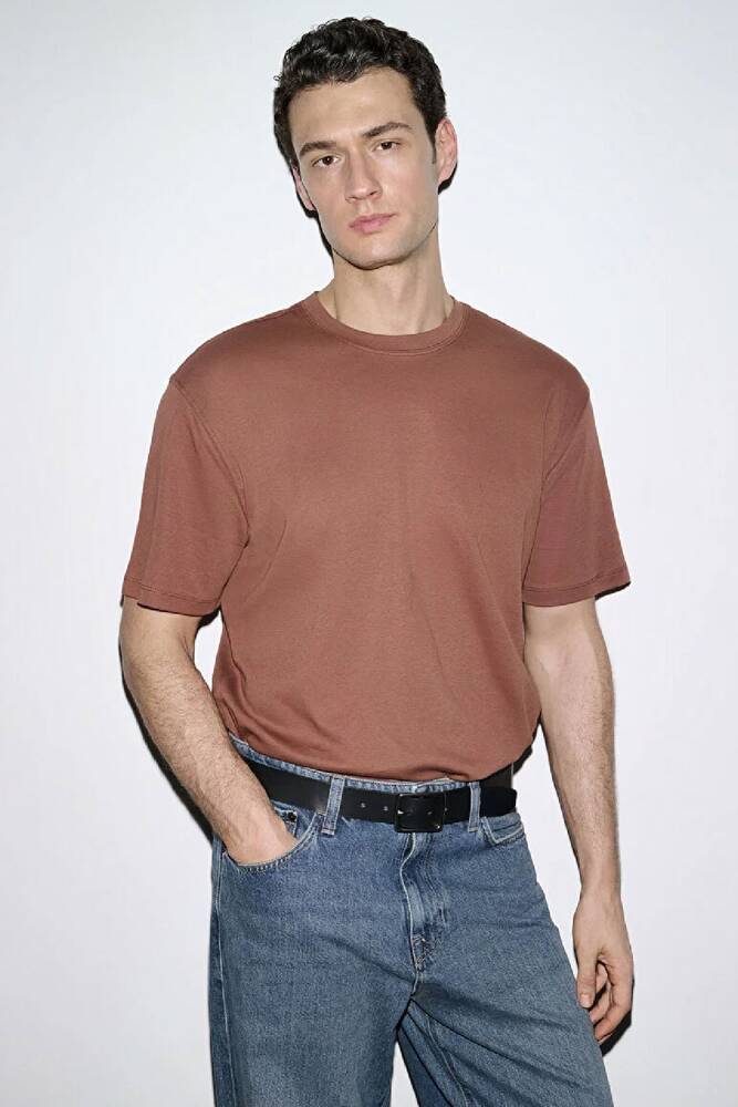 Erkek Kısa Kol Tişört 0613168-70250 Kahve 