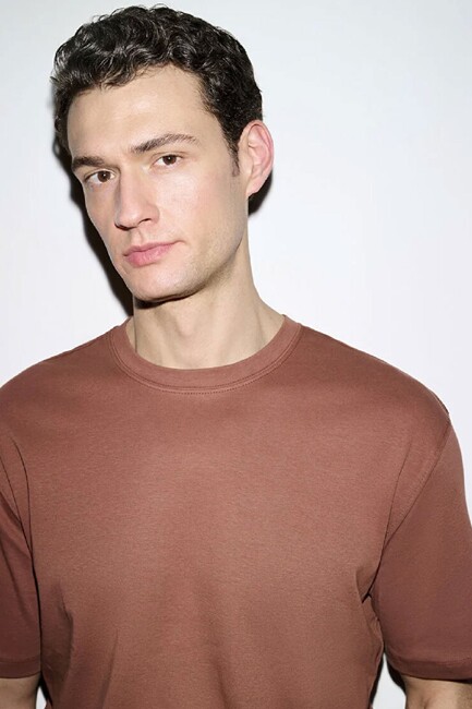 Erkek Kısa Kol Tişört 0613168-70250 Kahve (2)