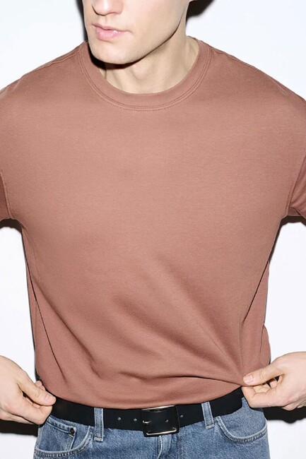 Erkek Kısa Kol Tişört 0613168-70250 Kahve (3)