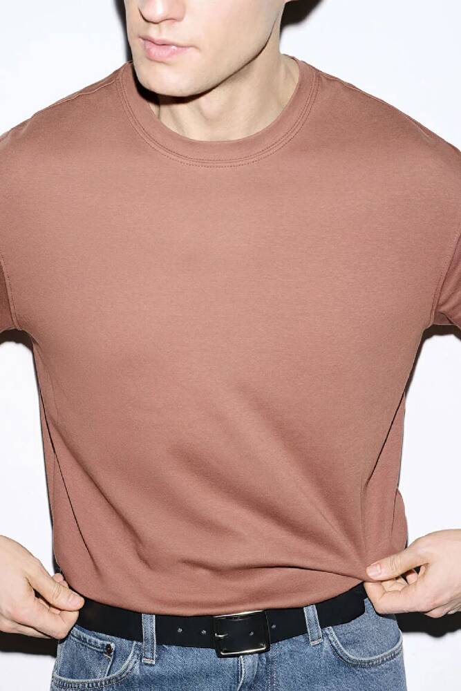 Erkek Kısa Kol Tişört 0613168-70250 Kahve 