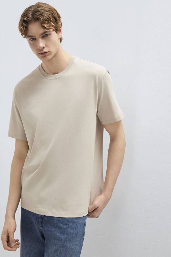 Erkek Kısa Kol Tişört 066249-70004 Bej 