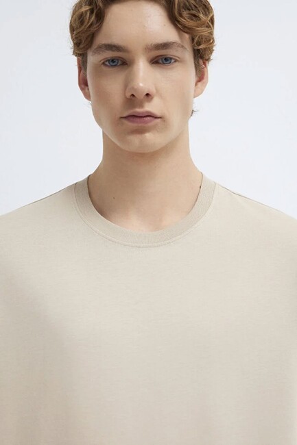 Erkek Kısa Kol Tişört 066249-70004 Bej - Thumbnail