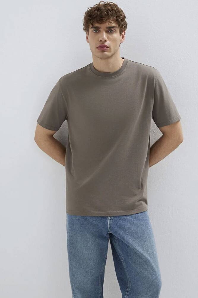 Erkek Kısa Kol Tişört 066249-87875 Kahve 