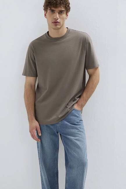 Erkek Kısa Kol Tişört 066249-87875 Kahve (2)