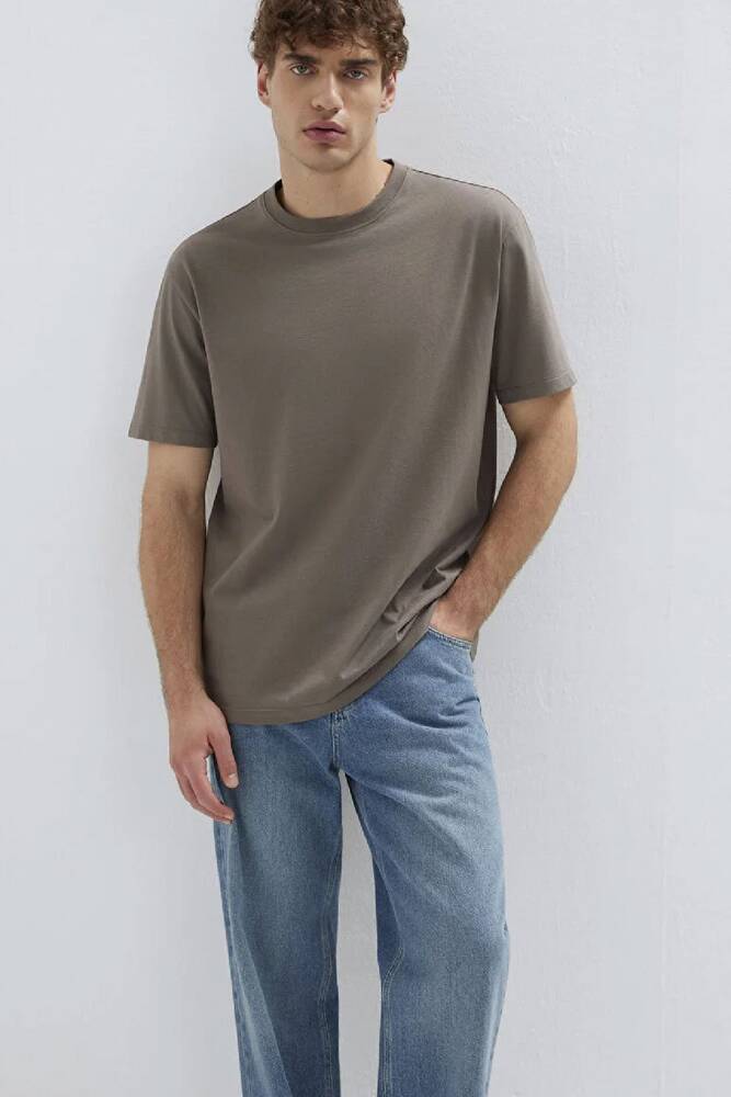 Erkek Kısa Kol Tişört 066249-87875 Kahve 