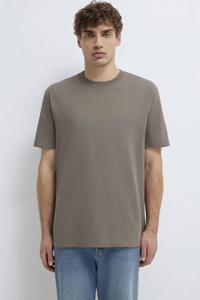 Erkek Kısa Kol Tişört 066249-87875 Kahve 