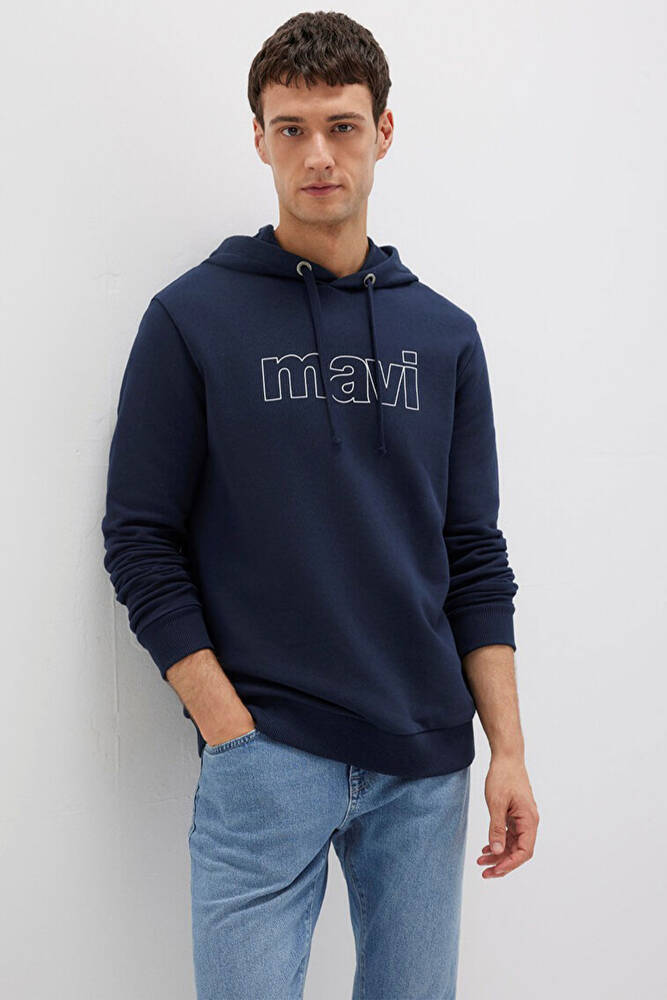 Erkek Logo Kapüşonlu Sweat 065606-28417 Lacivert 