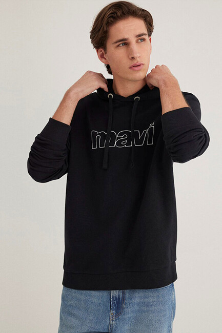 Erkek Logo Kapüşonlu Sweat 065606-900 Siyah (2)