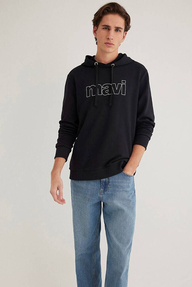 Erkek Logo Kapüşonlu Sweat 065606-900 Siyah 
