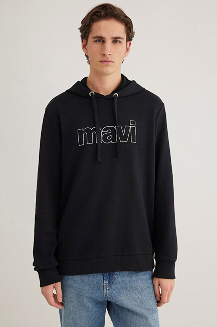 Erkek Logo Kapüşonlu Sweat 065606-900 Siyah - Thumbnail
