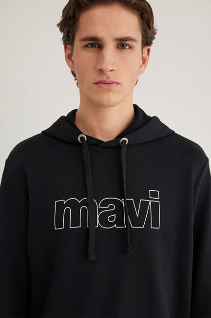 Erkek Logo Kapüşonlu Sweat 065606-900 Siyah - Thumbnail